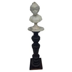Antique Continental Carved White Marble of a Young Boy