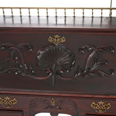 Antique Continental Chippendale Carved Mahogany Drop Front Desk C1890