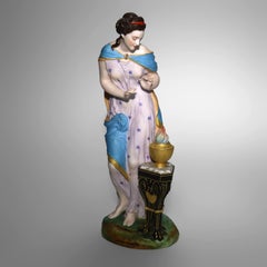 Antique Continental Classical Polychromed Bisque Figure of a Woman 19thC