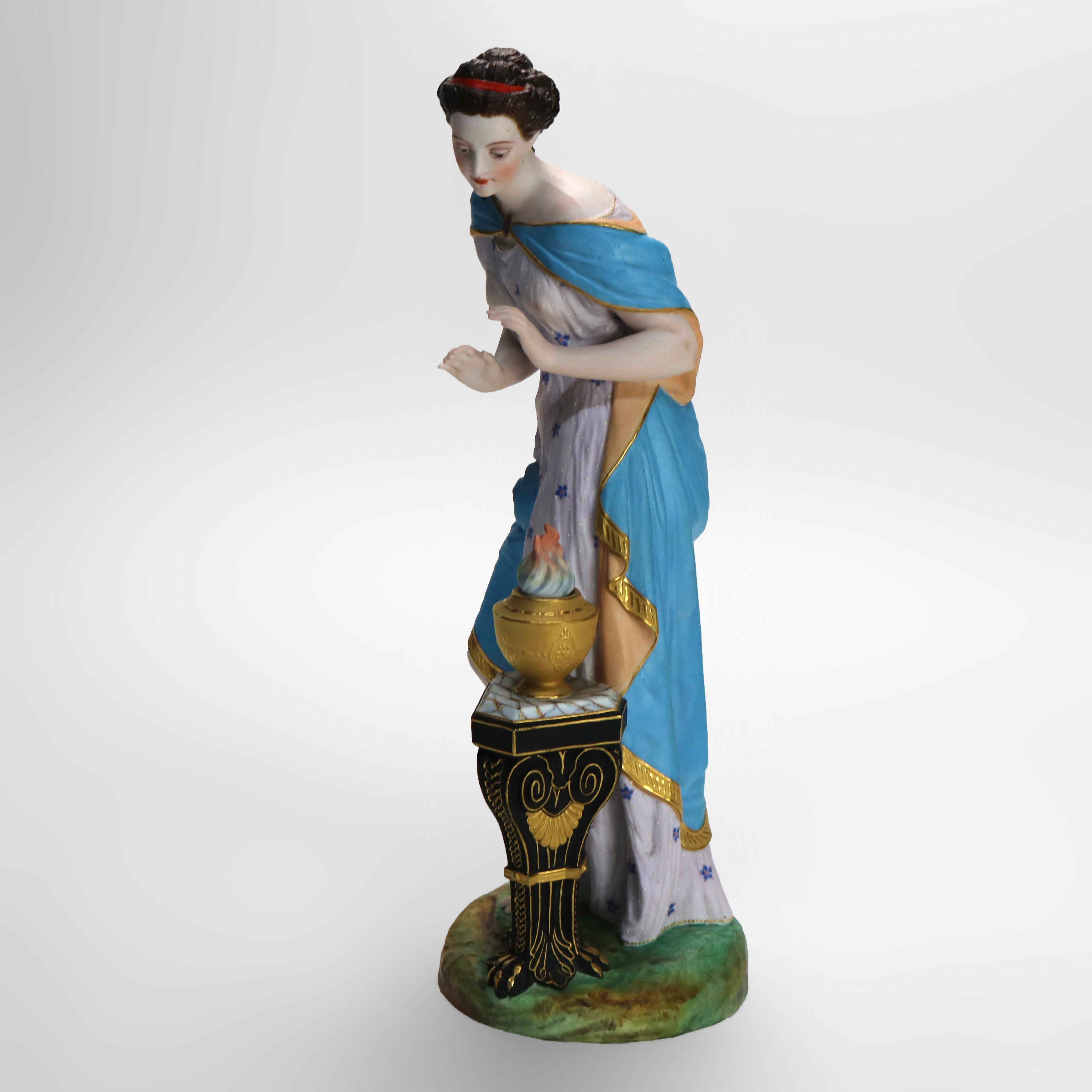 Antique Continental Classical Polychromed Bisque Figure of a Woman 19thC 1