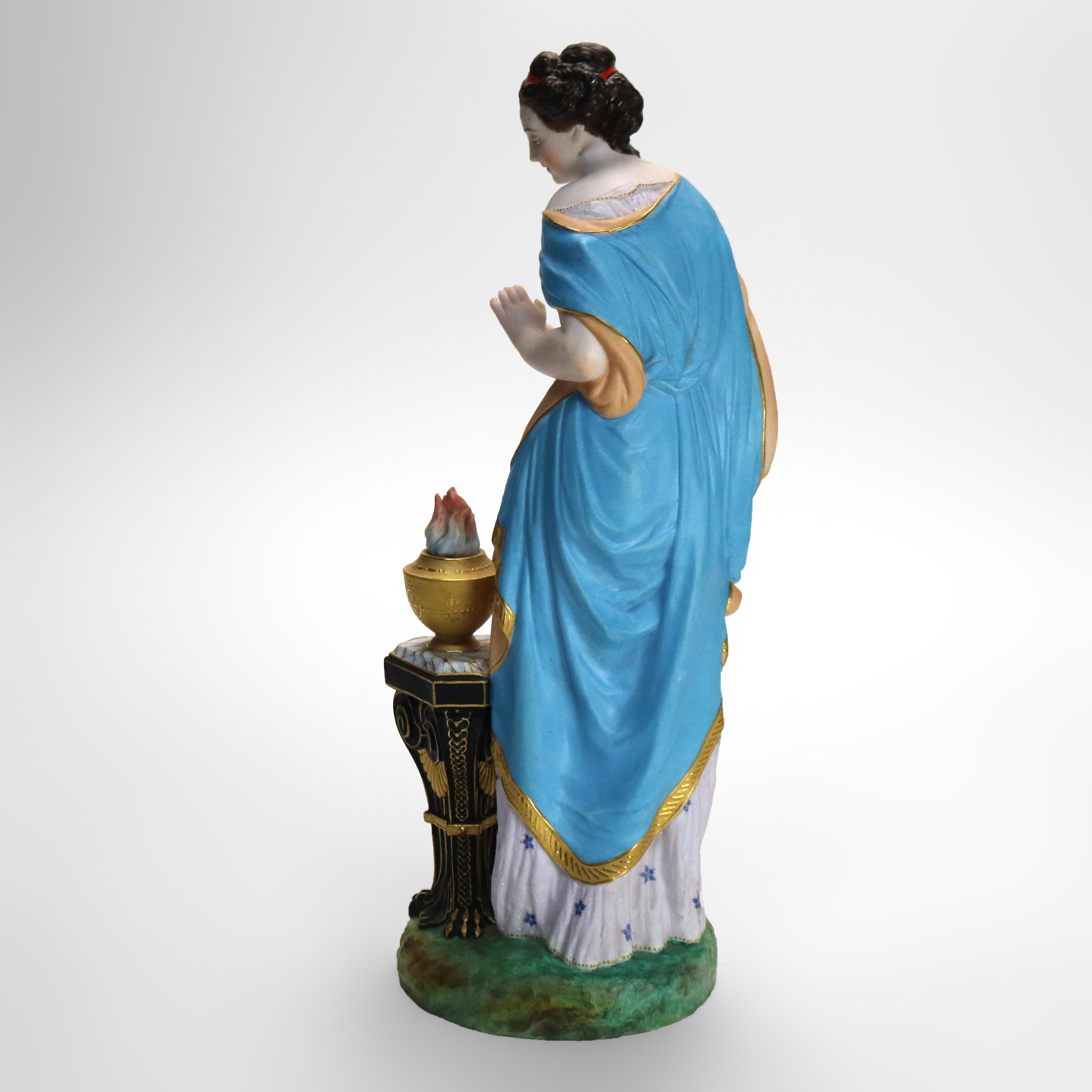 Antique Continental Classical Polychromed Bisque Figure of a Woman 19thC 2