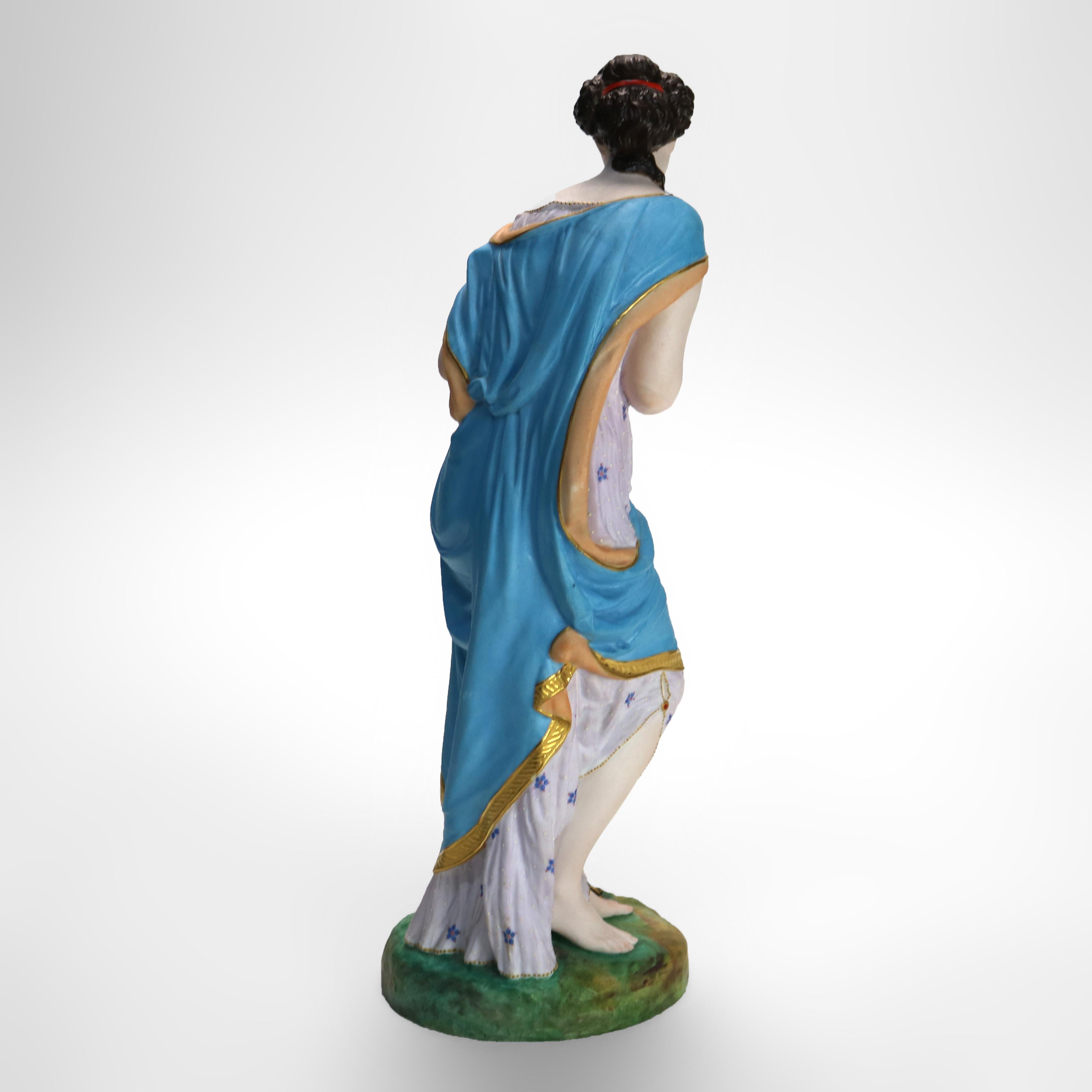 Antique Continental Classical Polychromed Bisque Figure of a Woman 19thC 3