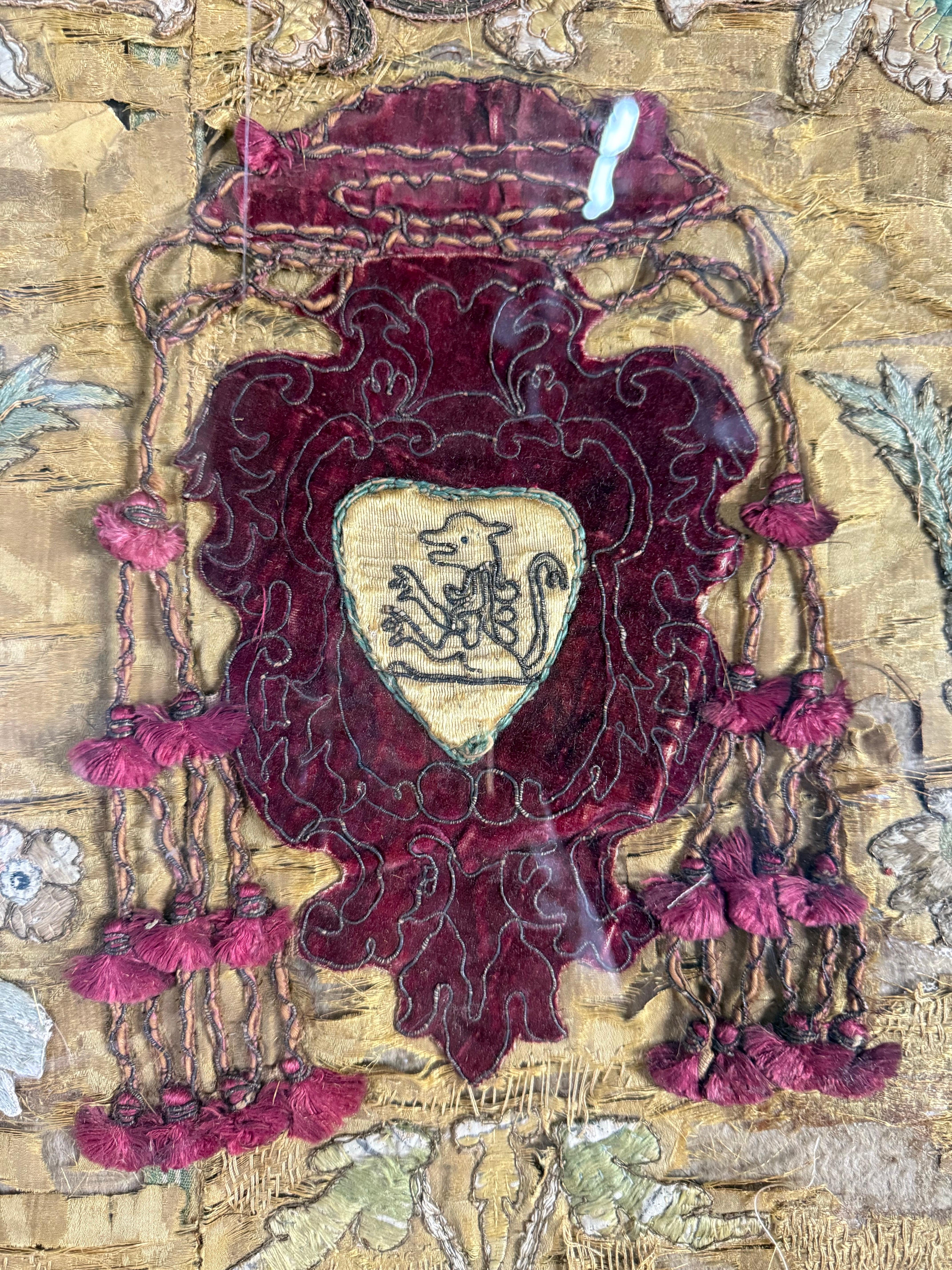 Baroque Antique Continental Ecclesiastical Embroidered Textile, 17th–18th Century For Sale