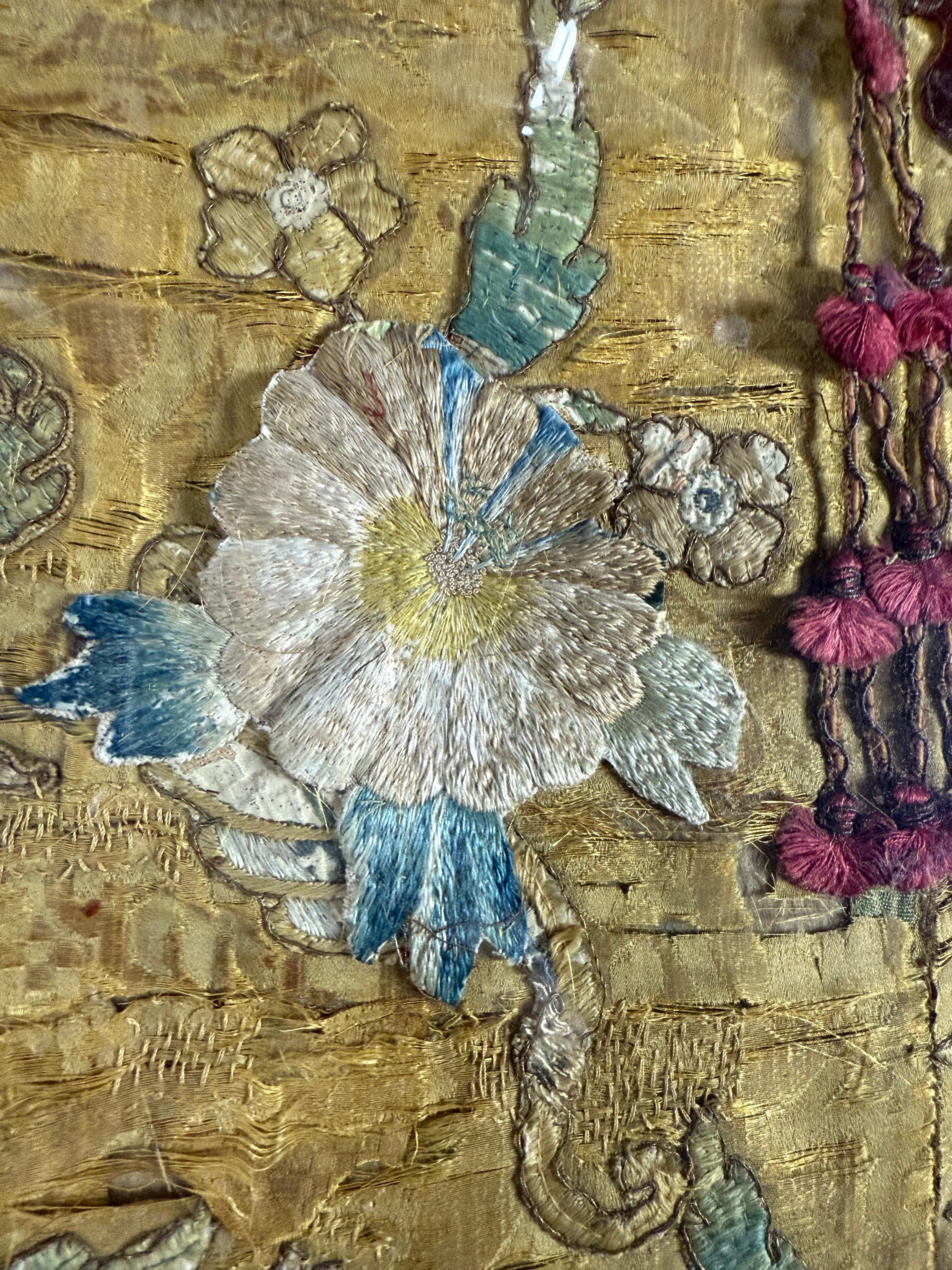 Italian Antique Continental Ecclesiastical Embroidered Textile, 17th–18th Century For Sale