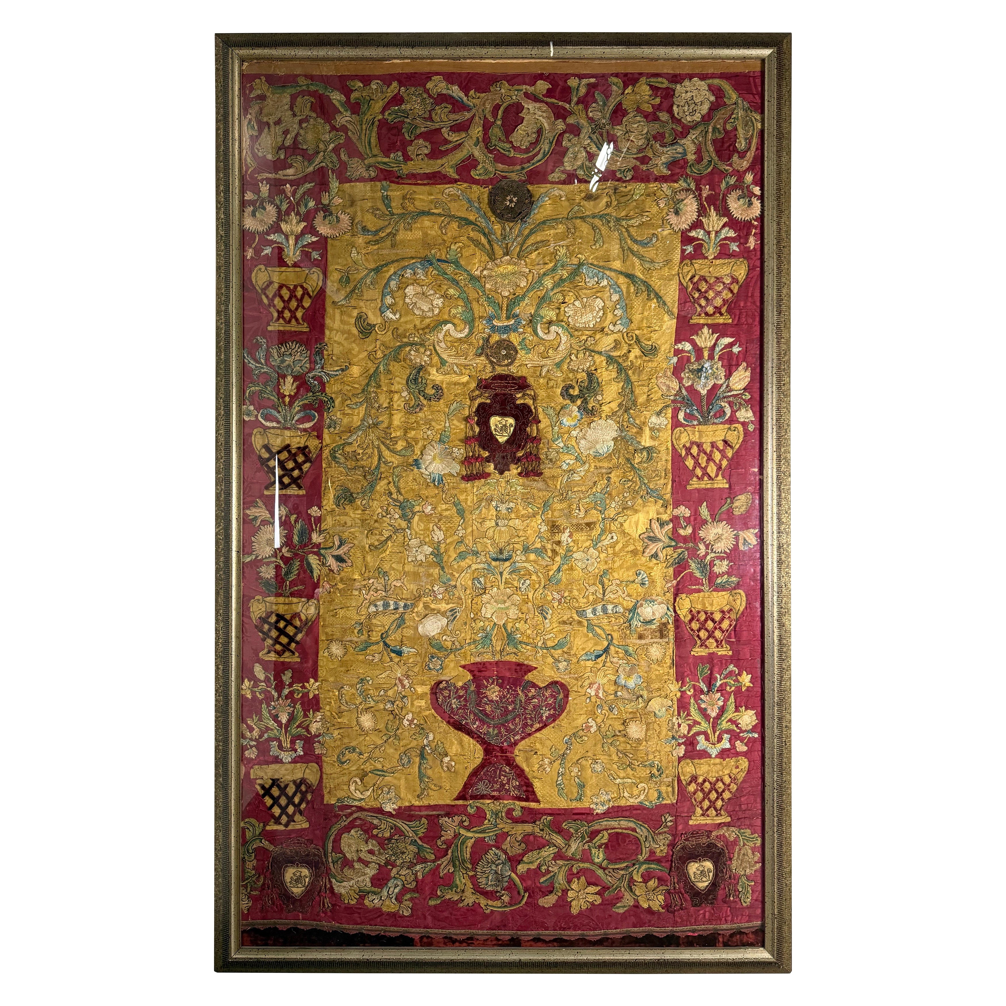 Antique Continental Ecclesiastical Embroidered Textile, 17th–18th Century For Sale