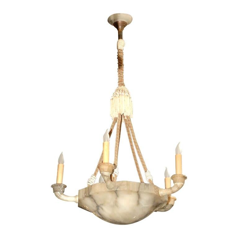 Antique Continental European Alabaster Light Fixture, Early 20th Century For Sale