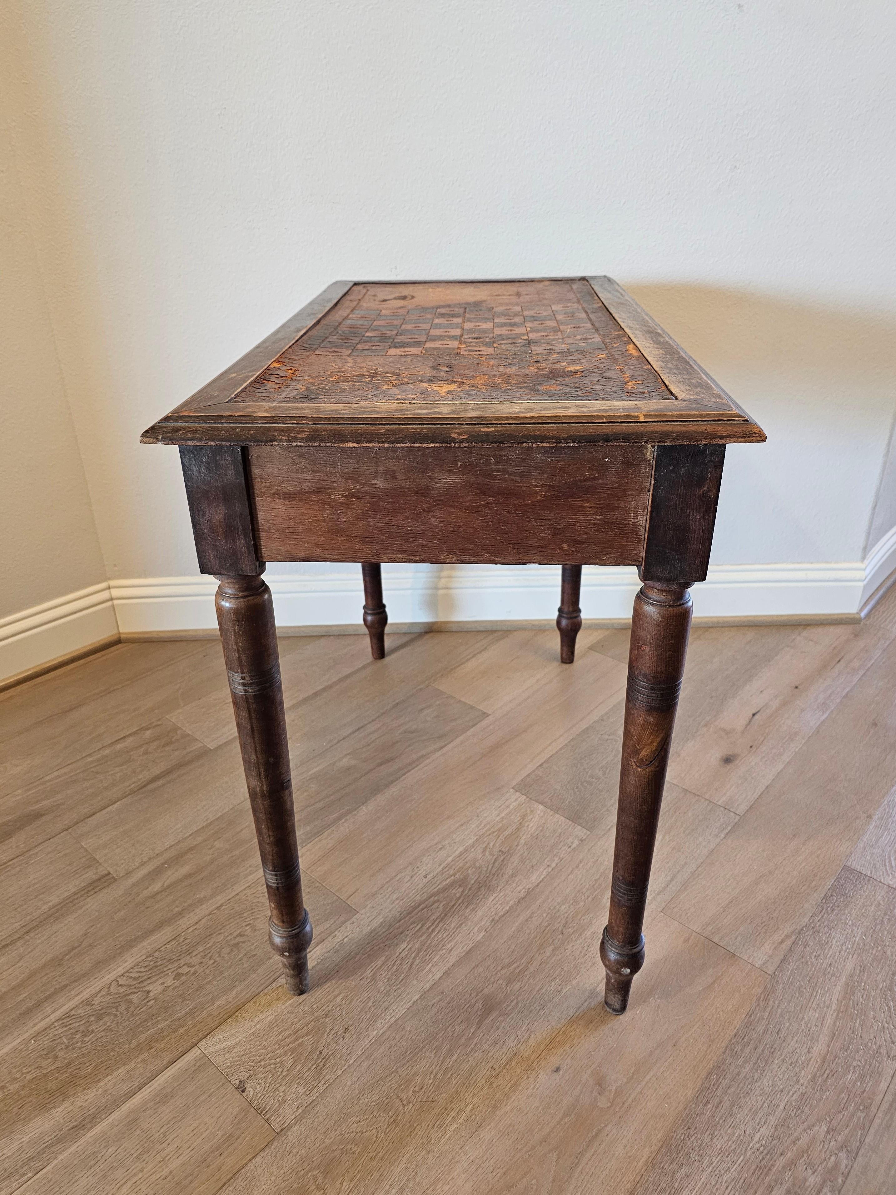 Antique Continental European Embossed Leather Games Table  For Sale 8