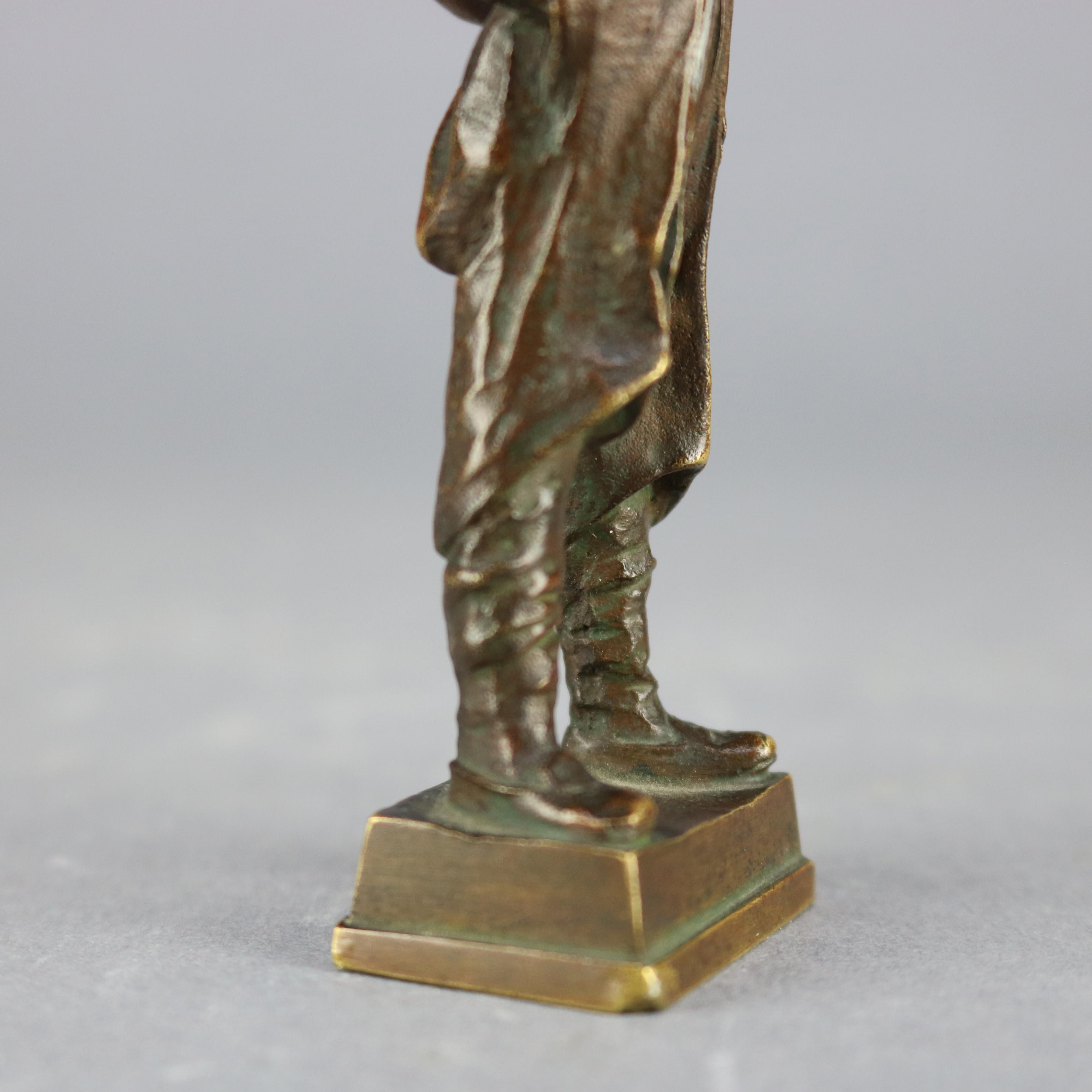 Antique Continental Figural Bronze Cabinet Sculpture of Boy, Signed Beck 4