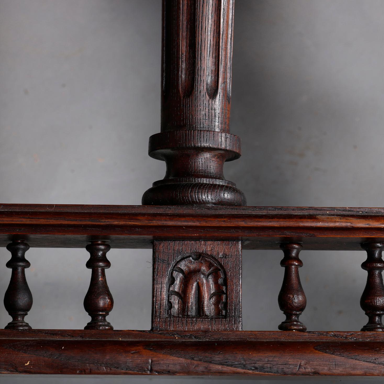 Antique Continental Figural Carved Oak Extension Dining Table and Leaves 3