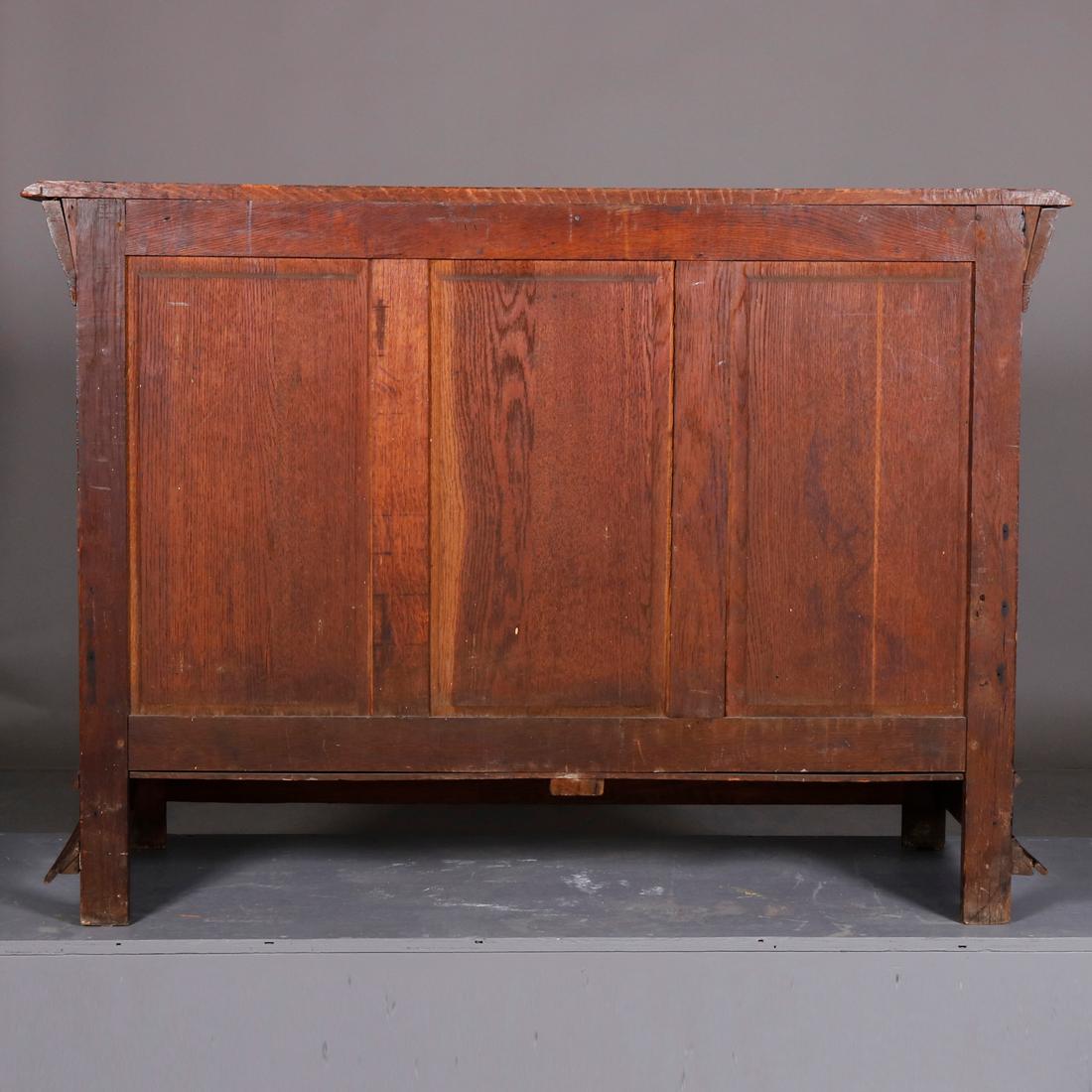 European Antique Continental Figural Carved Oak Hunt Sideboard, Circa 1890