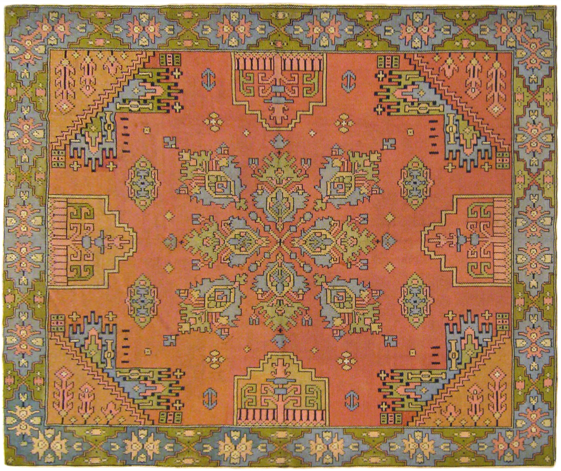 Antiker kontinentaler Flachgewebe-Teppich, in kleiner Größe, mit zentralem Medaillon