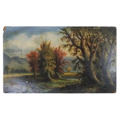 Antique Continental Forest Landscape Painting
