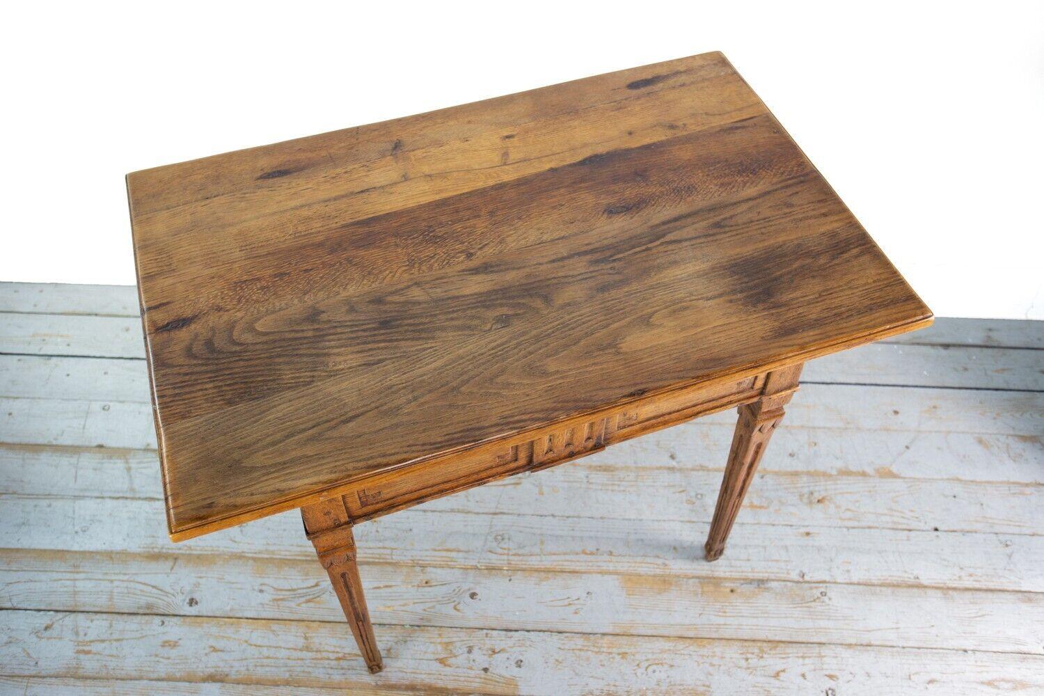 Antique Continental Geometric Oak Side Table For Sale 1