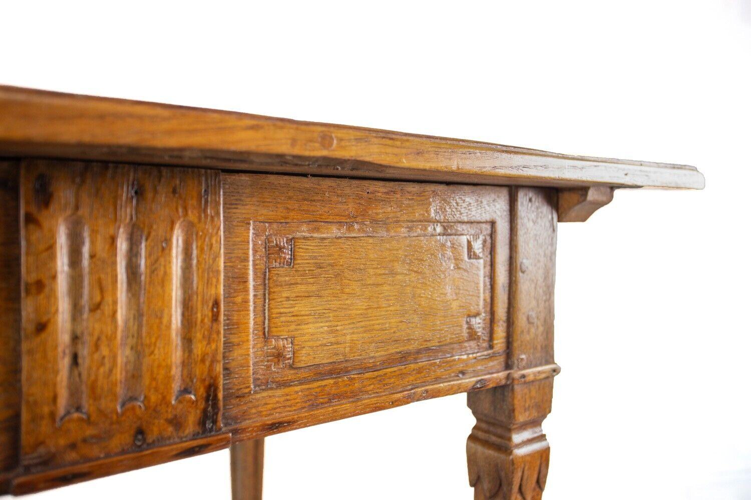 Antique Continental Geometric Oak Side Table For Sale 2