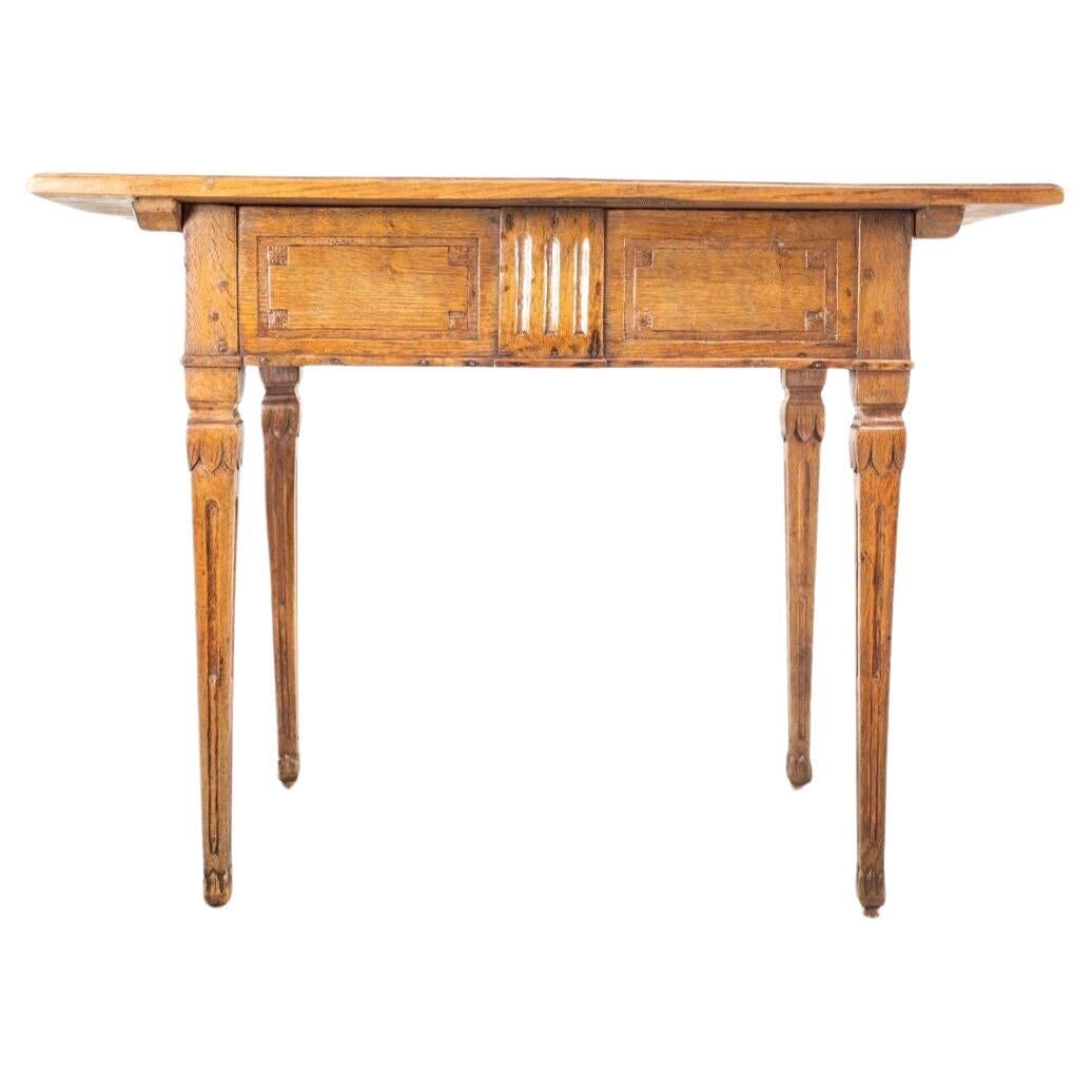 Antique Continental Geometric Oak Side Table For Sale