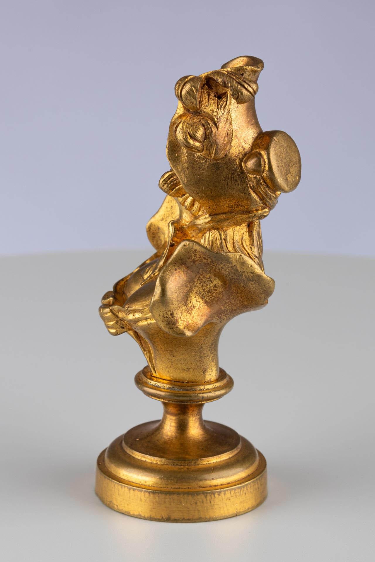 Similoro Antica scultura continentale in bronzo dorato e oro con figura di busto femminile in vendita