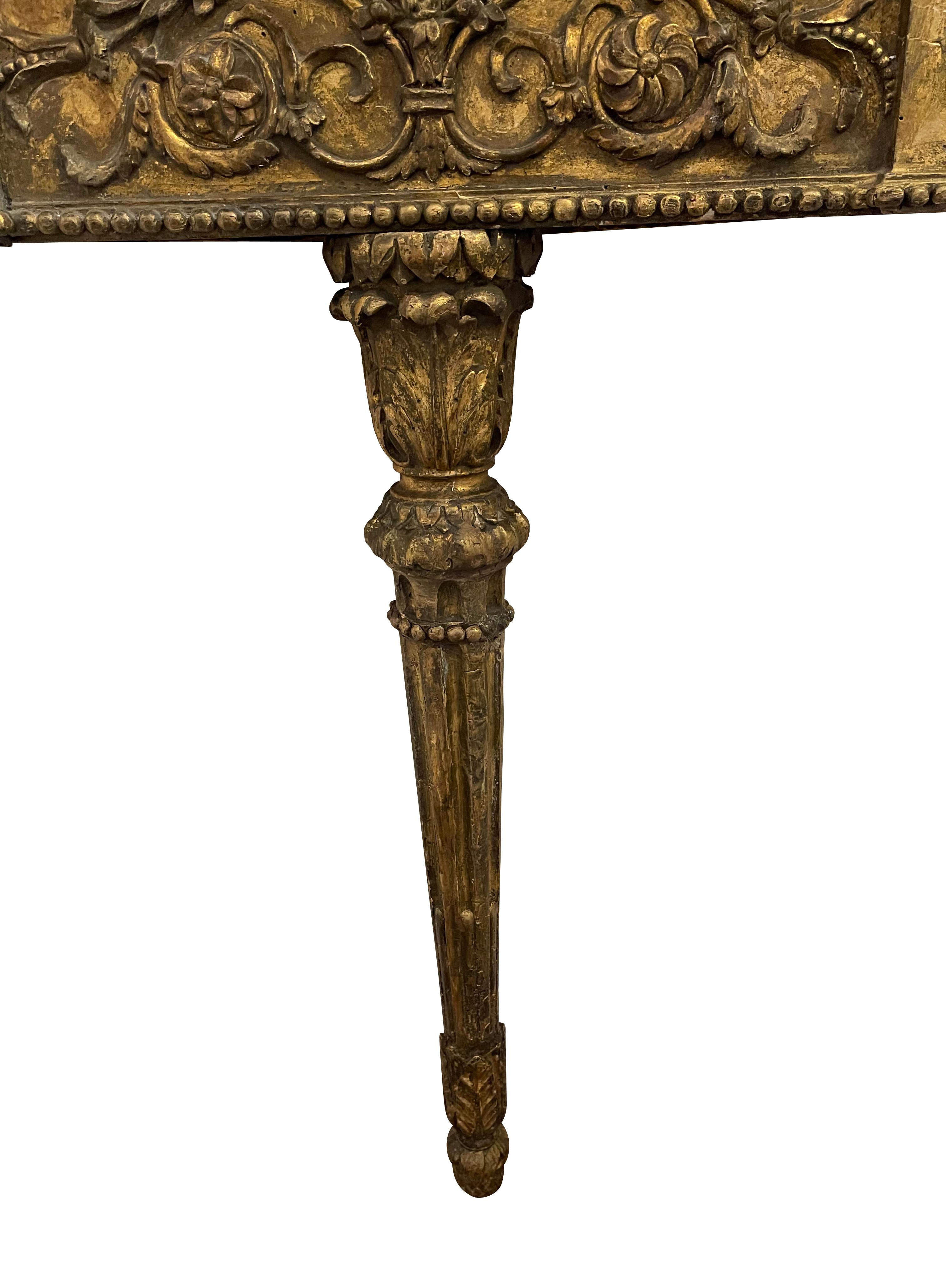 Antique Continental Gilt Mounted Corner Tables  with Black and Gold Marble Top In Good Condition For Sale In Essex, MA