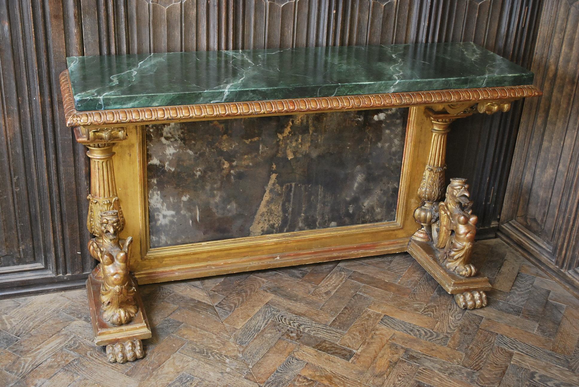 Antique  Continental Giltwood Console Table 2