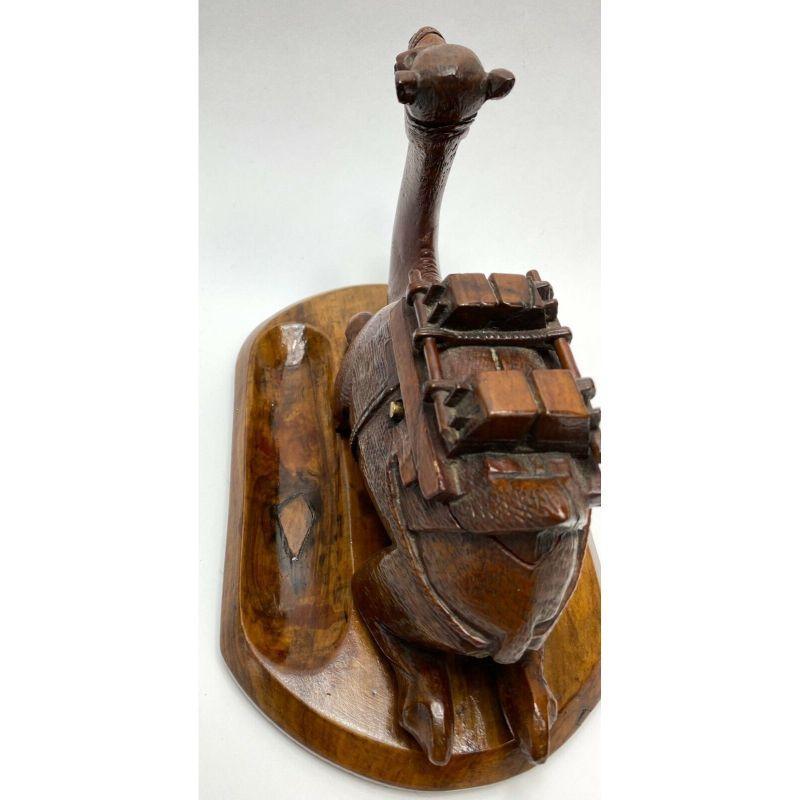 20th Century Antique Continental Hand Carved Novelty Ink Stand & Pen Tray Camel Formed For Sale