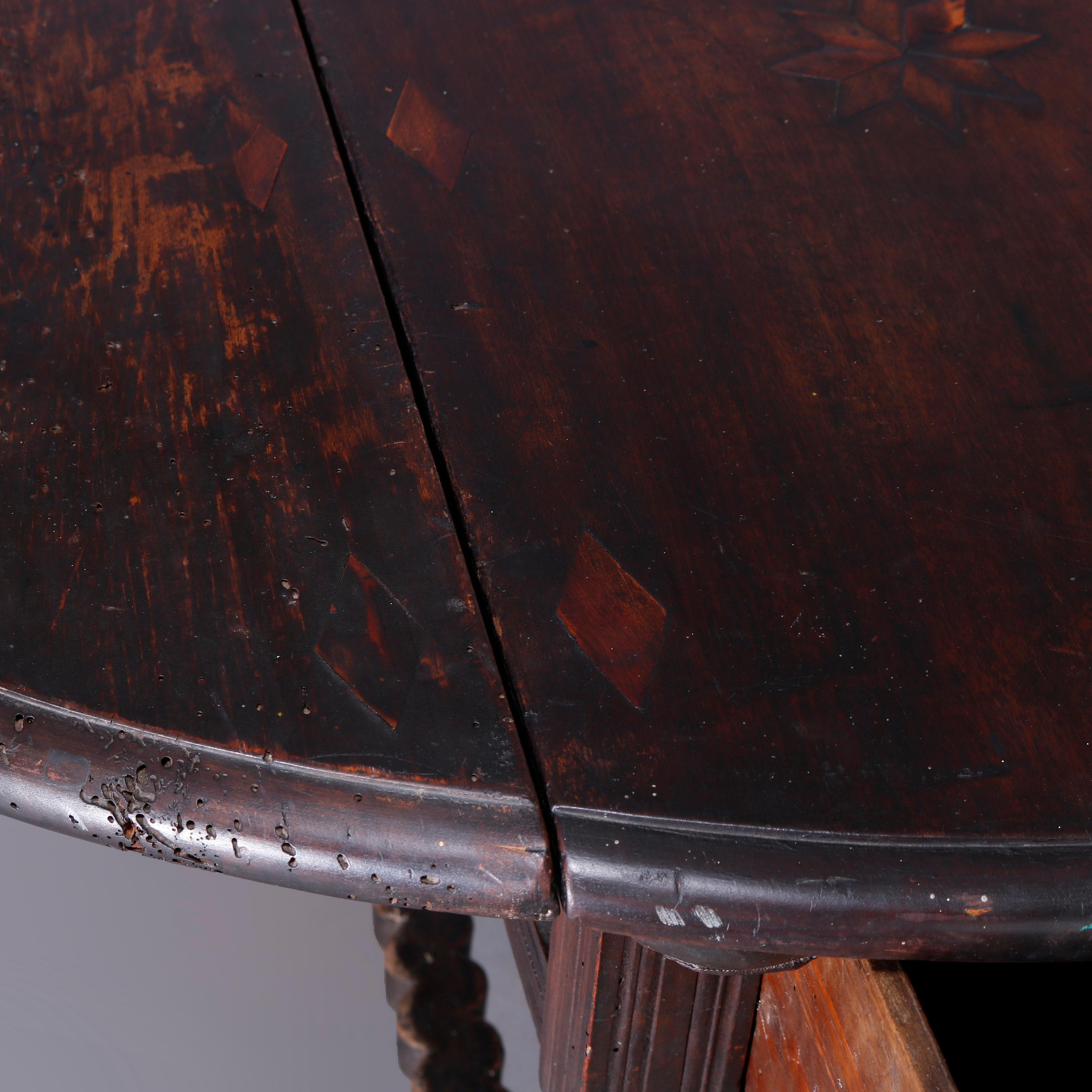 Antique Continental Inlaid Walnut Drop-Leaf Table, 17th Century 12