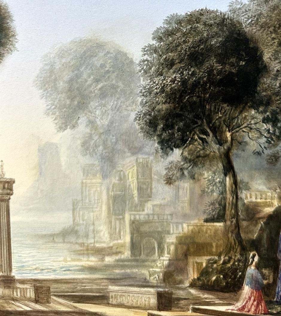 Peint Aquarelle sur panneau encadrée d'une époque continentale italienne, probablement de Venise, Italie en vente