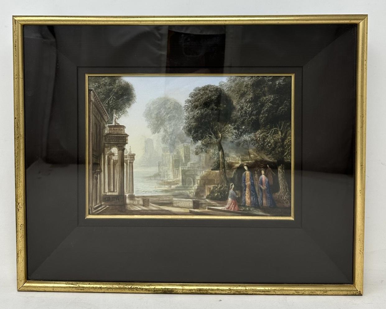 Antique Continental Italianate Framed Watercolor on Board Possibly Venice, Italy For Sale 1