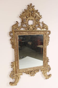 Antique Continental Louis XV Style Silver Leaf Mirror