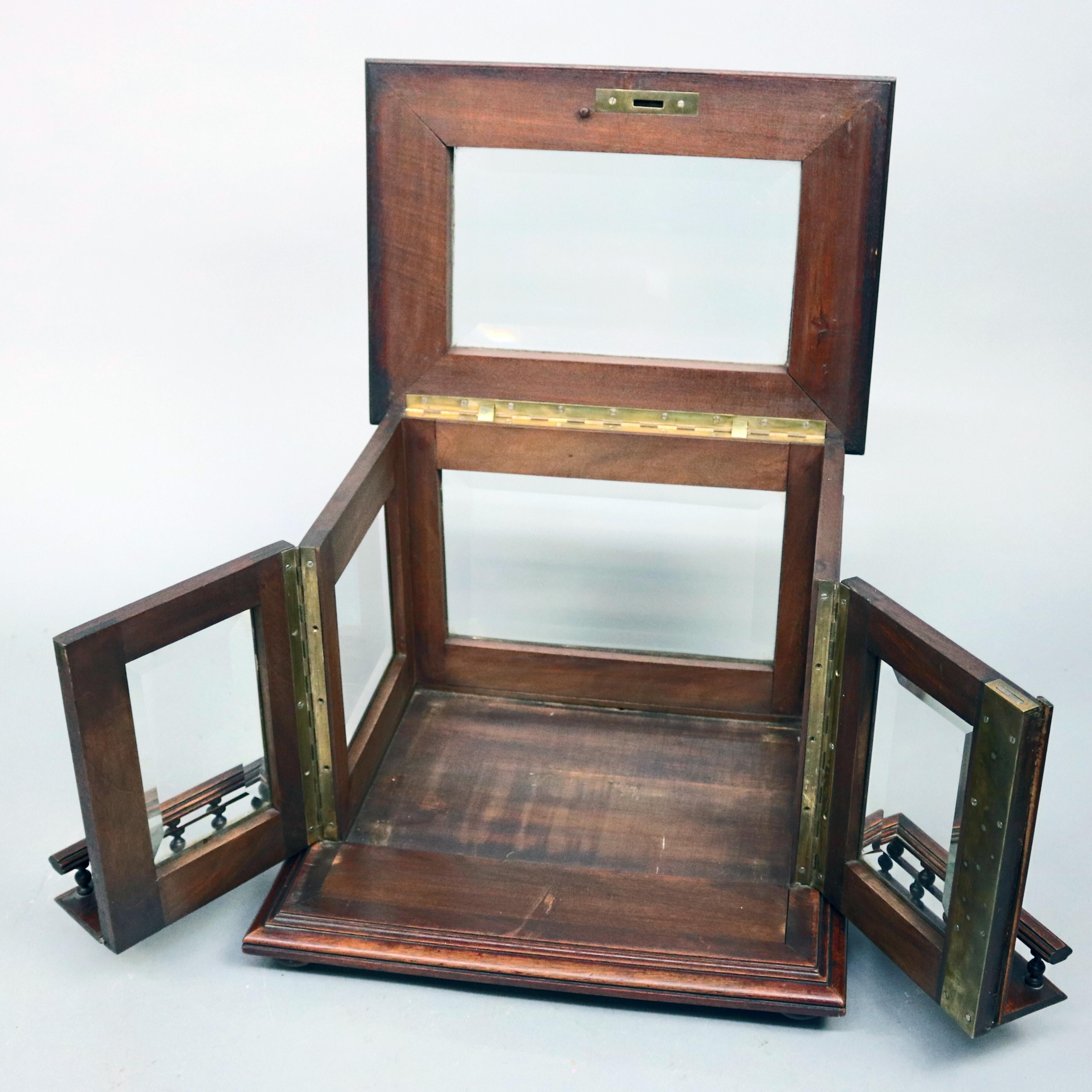 Continental Mahogany and Etched Glass Tantalus Set with Stemware, circa 1890 6