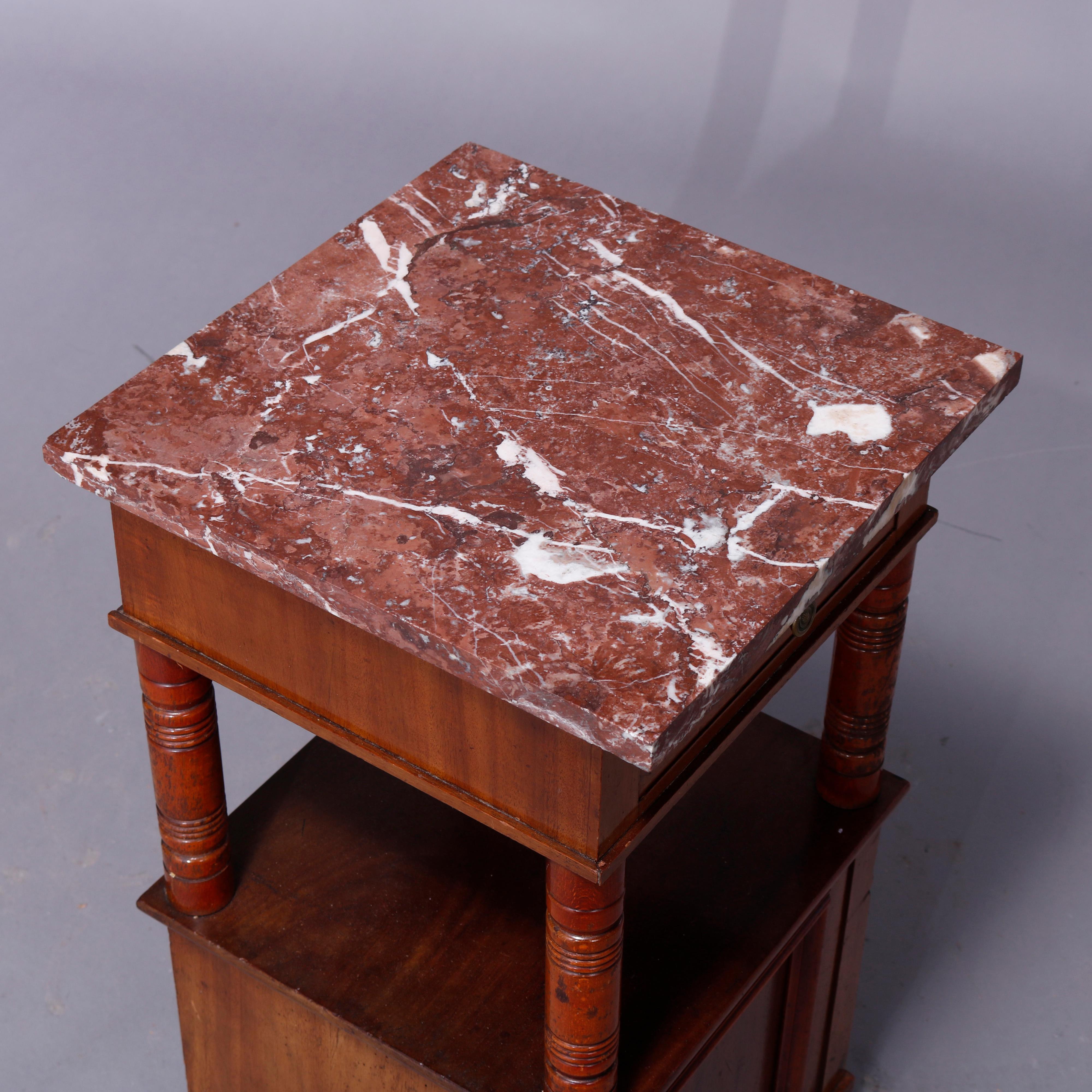 20th Century Antique Continental Mahogany Marble Top Side Stand, Circa 1900