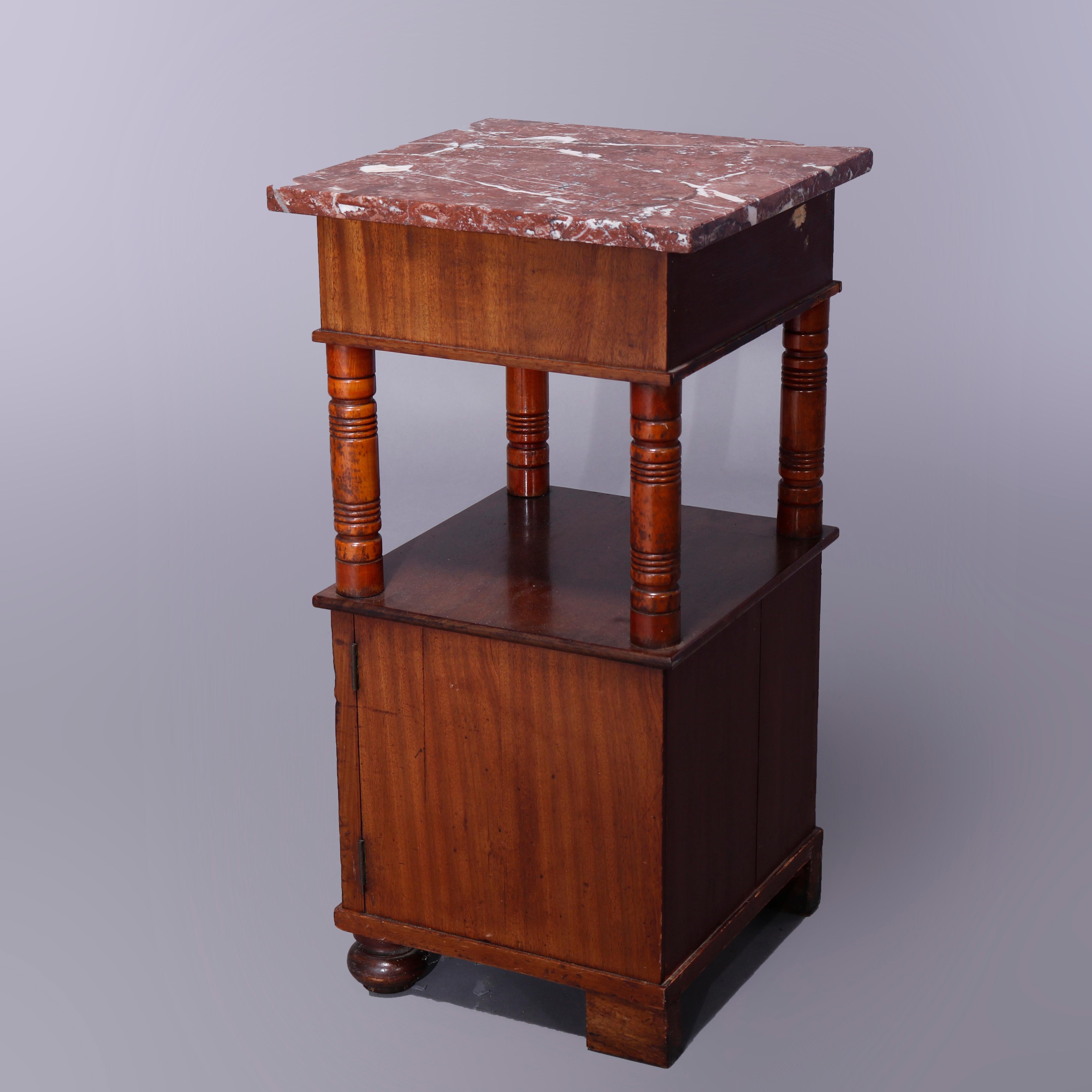 Antique Continental Mahogany Marble Top Side Stand, Circa 1900 1