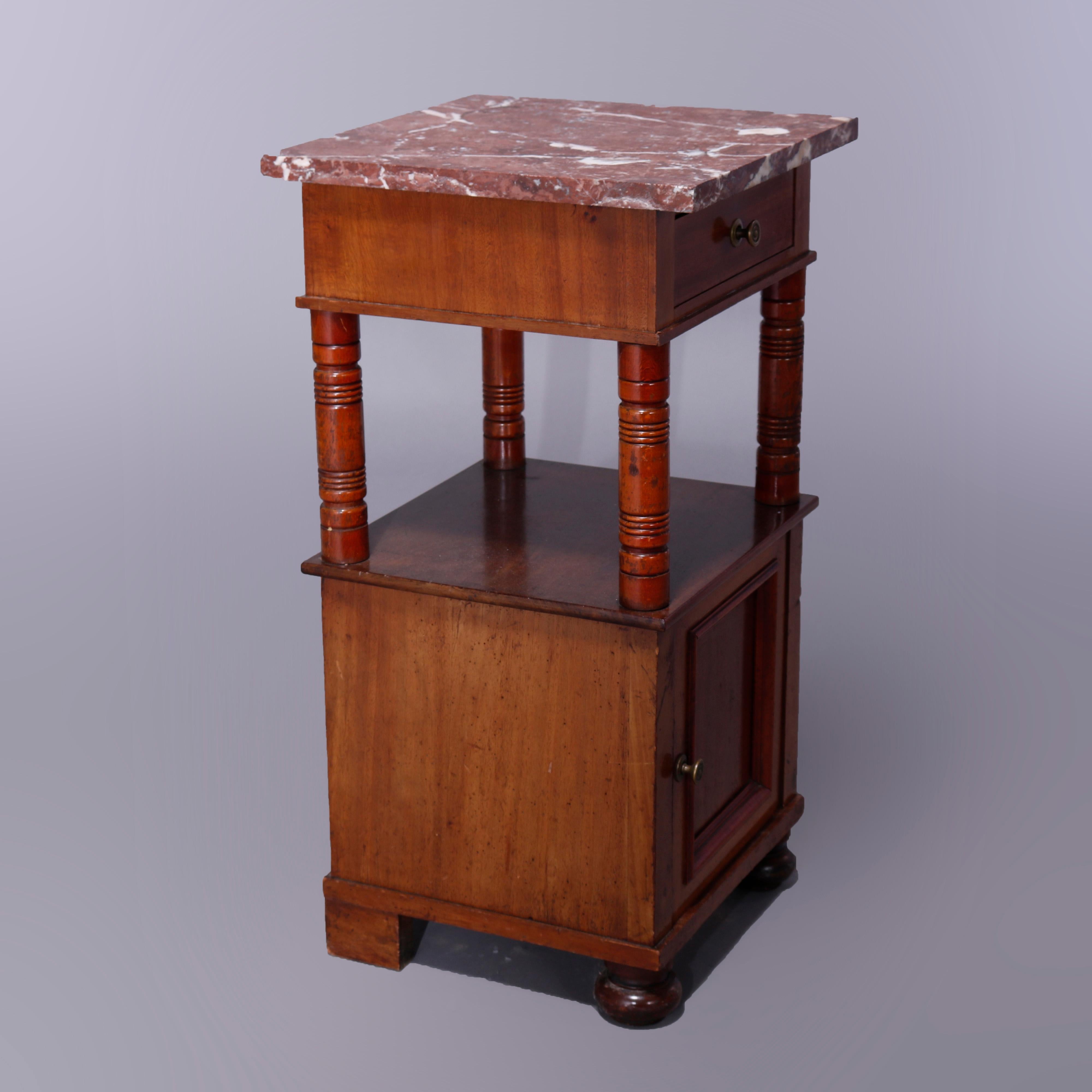 Antique Continental Mahogany Marble Top Side Stand, Circa 1900 3