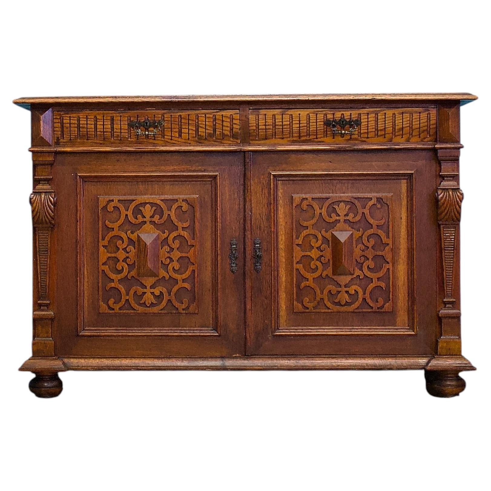 Antique Continental Oak Sideboard, 1900s