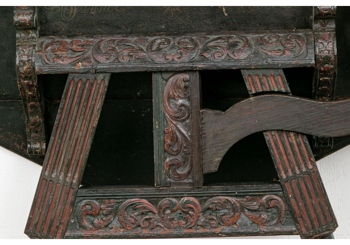 Antique Continental Paint Decorated Octagonal Tilt Top Tavern Table, Dated, 1706 In Distressed Condition For Sale In Bridgeport, CT