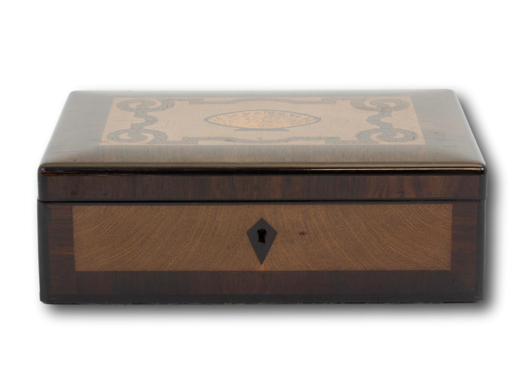 Antique Continental Palm Coconut Inlaid Wood Box In Good Condition For Sale In Northampton, GB