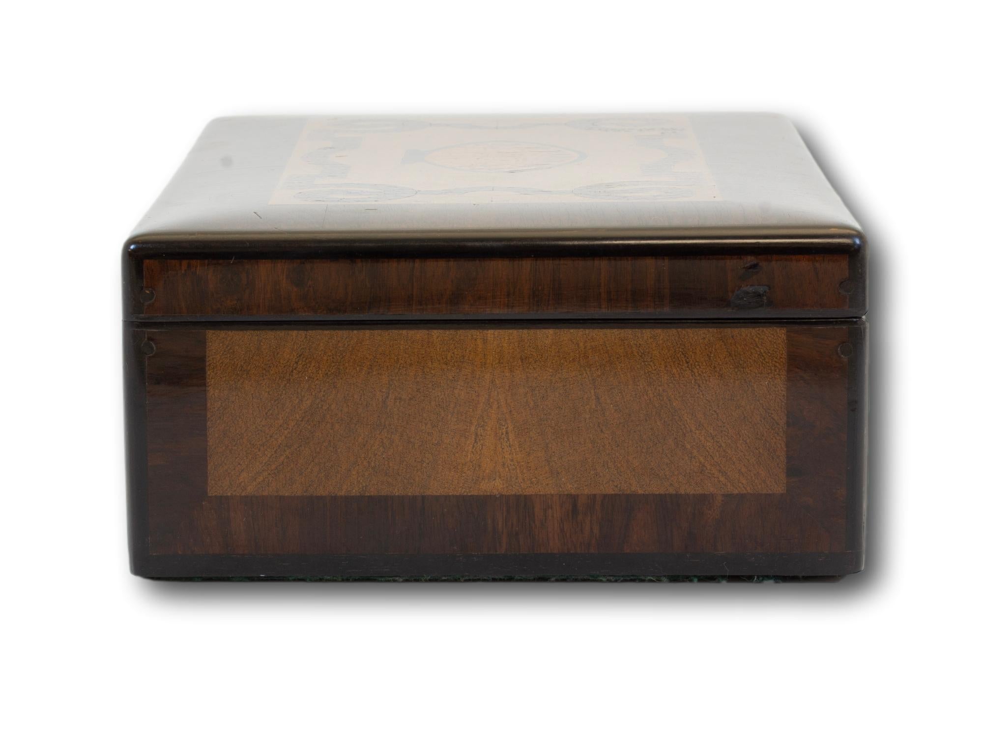 Early 20th Century Antique Continental Palm Coconut Inlaid Wood Box For Sale
