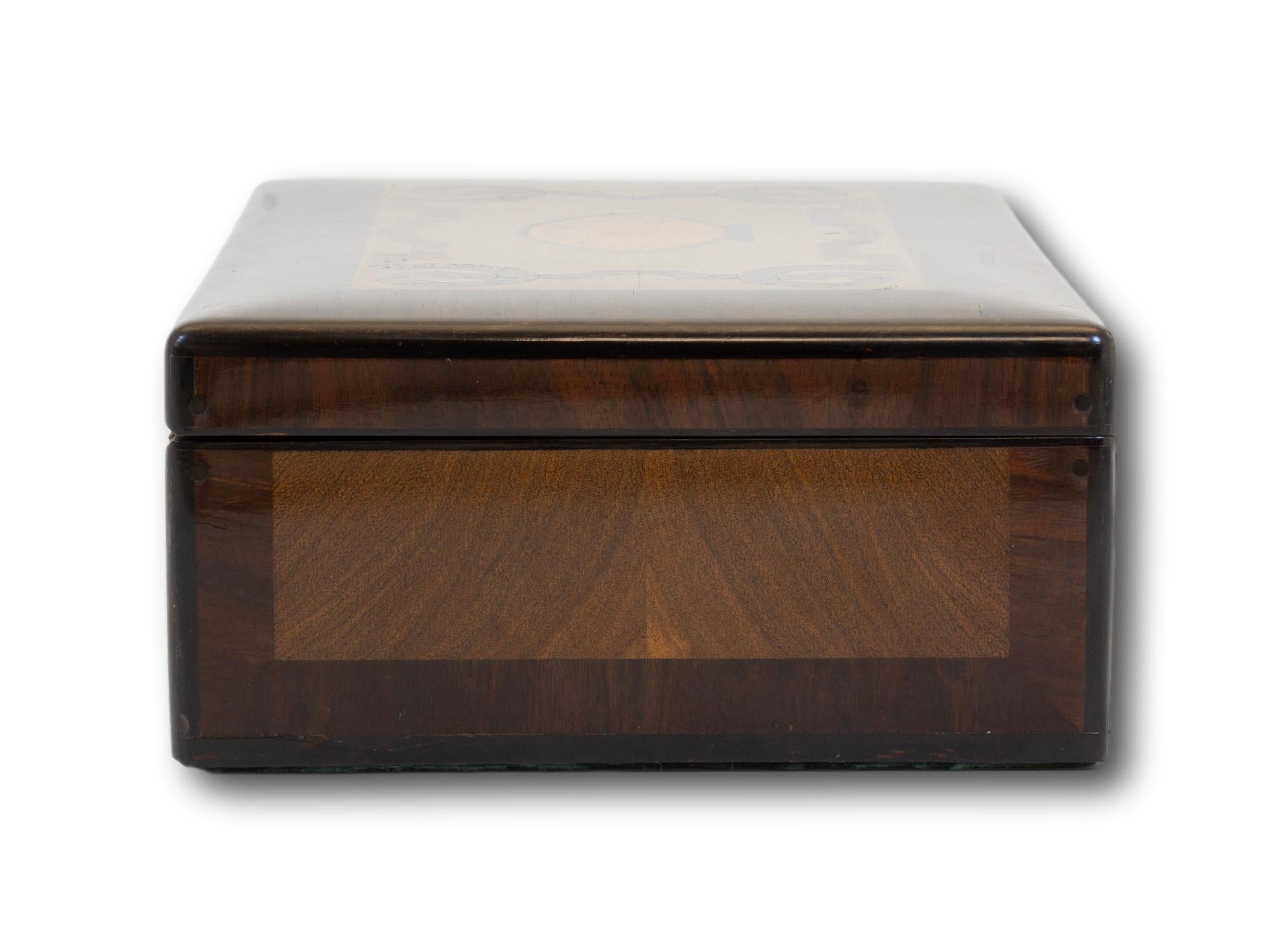 Antique Continental Palm Coconut Inlaid Wood Box For Sale 1