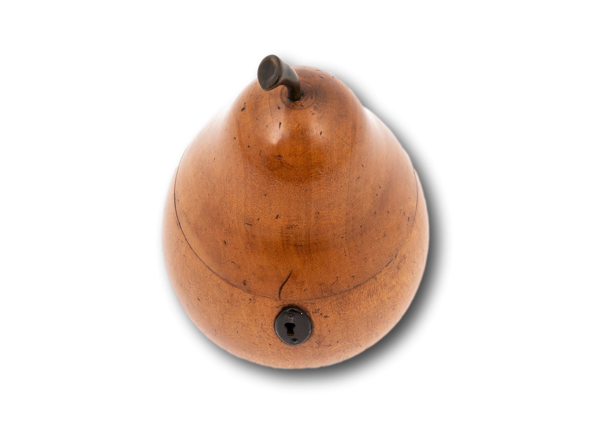 Hand-Carved Antique Continental Pear Fruit Novelty Tea Caddy