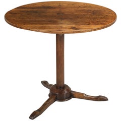 Antique Continental Pedestal Side, End or Hall Table in Its Original Finish