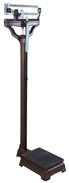 Antique Continental Physicians Painted Grain Steel Medical Scale Ruler Doctors