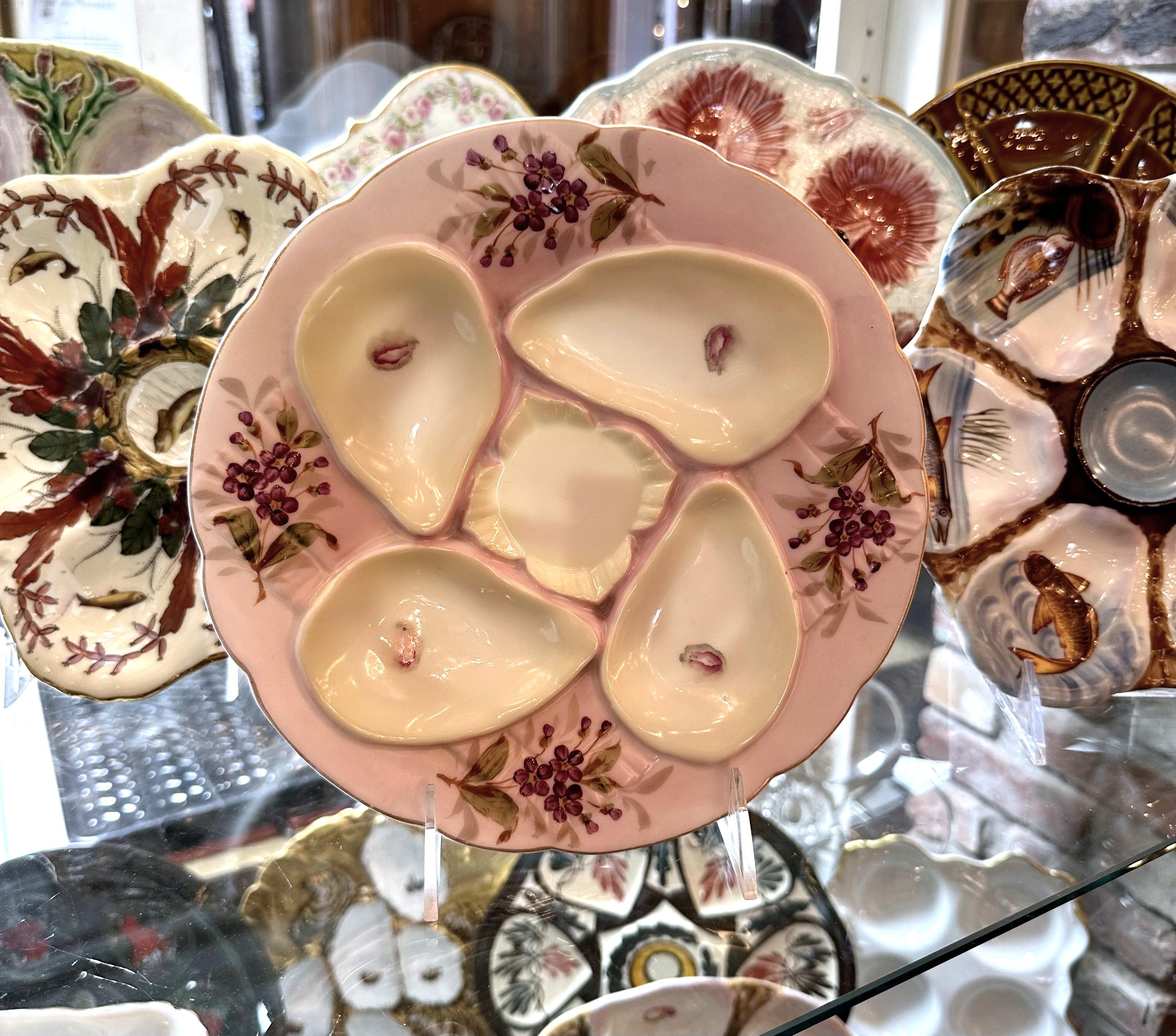 Antique Continental Porcelain Hand-Painted Purple Oyster Plate, Circa 1900. 1