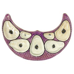Antique Continental Porcelain Pink & Gold Crescent-Shaped Oyster Plate, Ca. 1890