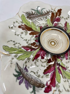 Antique Continental Porcelain Ruby, Gold & Green Oyster Plate, Circa 1890-1910