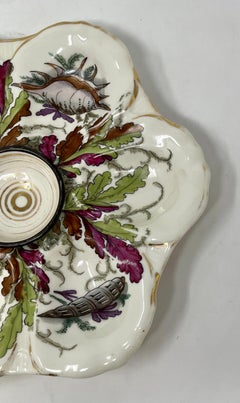 Antique Continental Porcelain Ruby, Gold & Green Oyster Plate, Circa 1890-1910