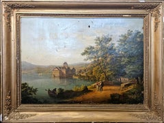Antique Continental School Oil Painting, "The Castle", 19th Century