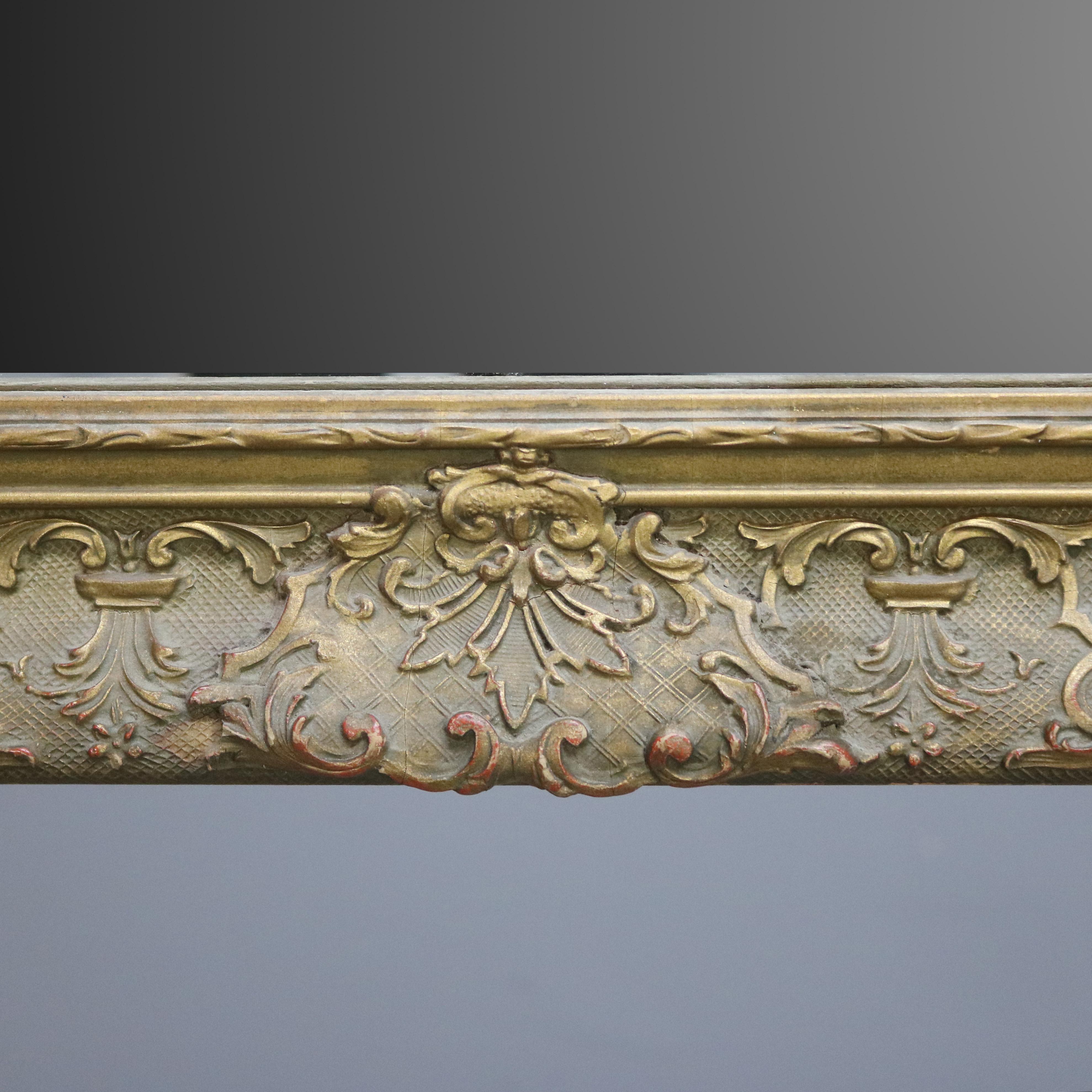 Antique Continental Scroll and Foliate Giltwood Framed Wall Mirror, circa 1900 For Sale 2