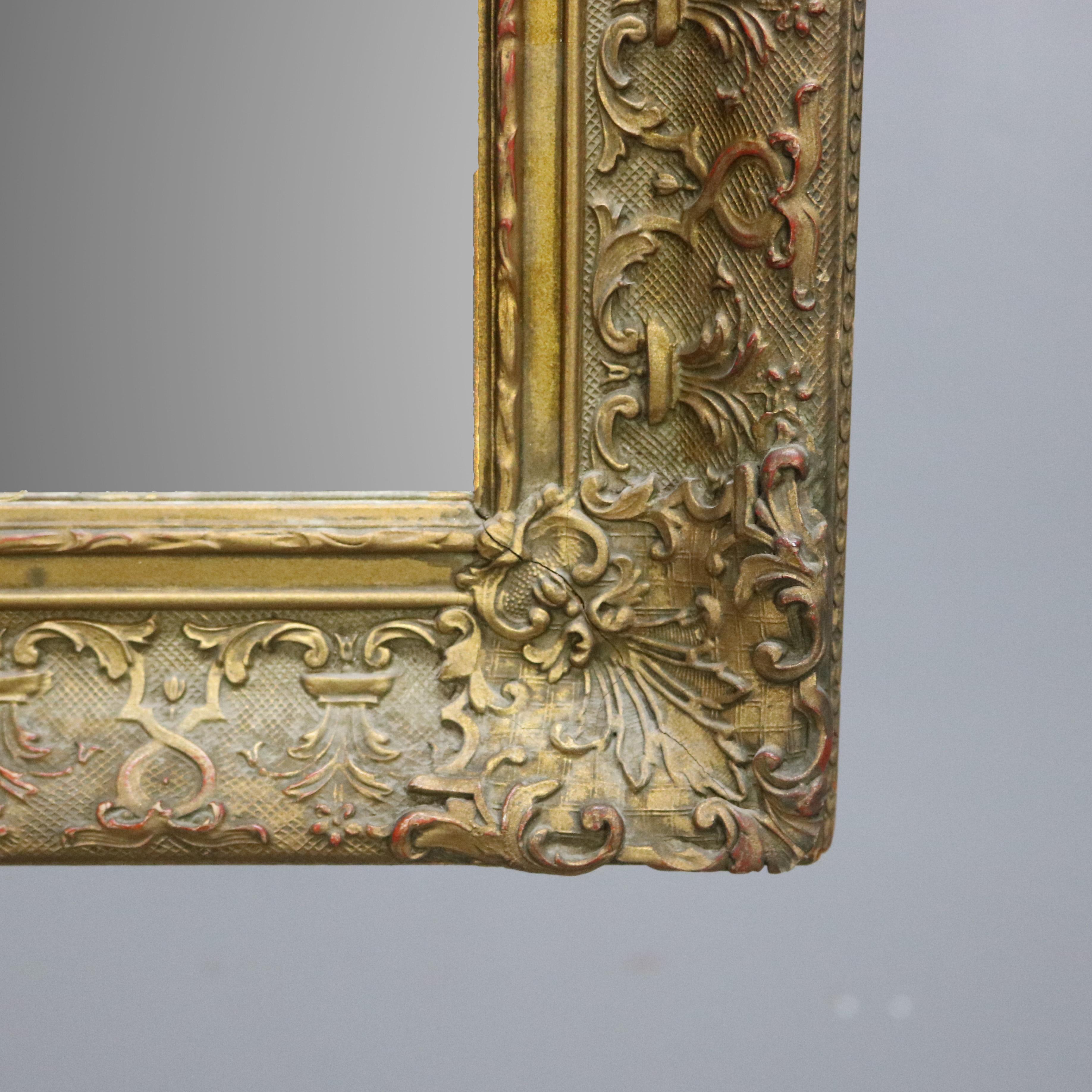 Antique Continental Scroll and Foliate Giltwood Framed Wall Mirror, circa 1900 For Sale 3