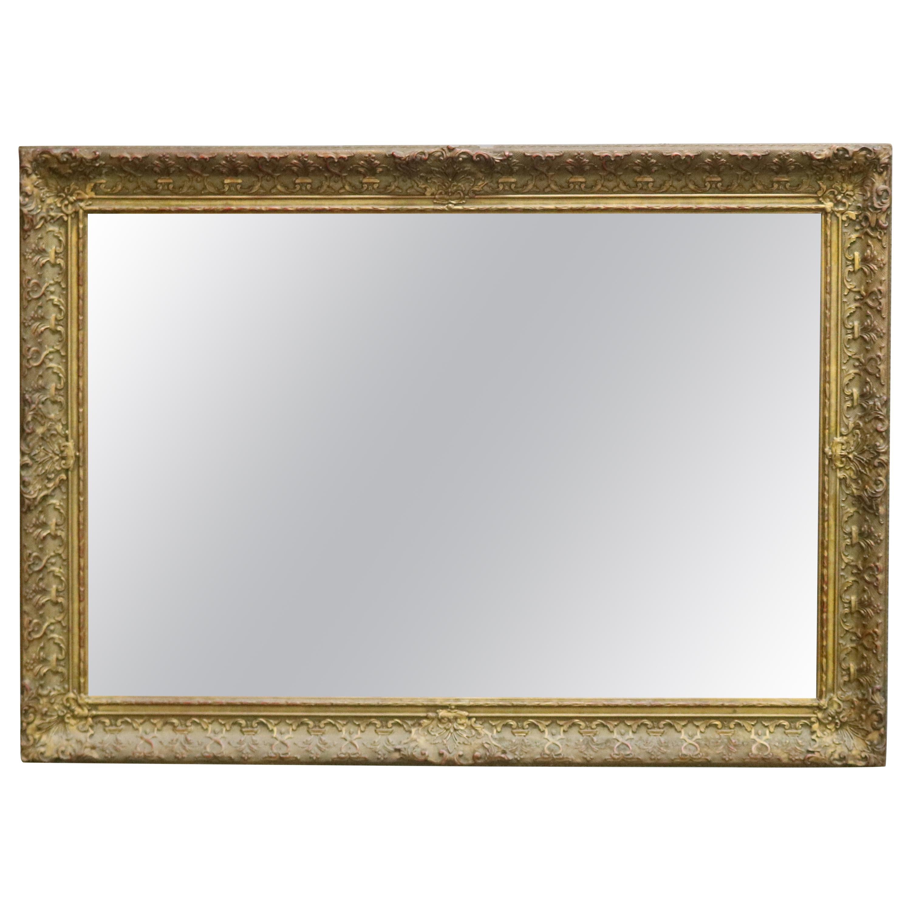 Antique Continental Scroll and Foliate Giltwood Framed Wall Mirror, circa 1900 For Sale