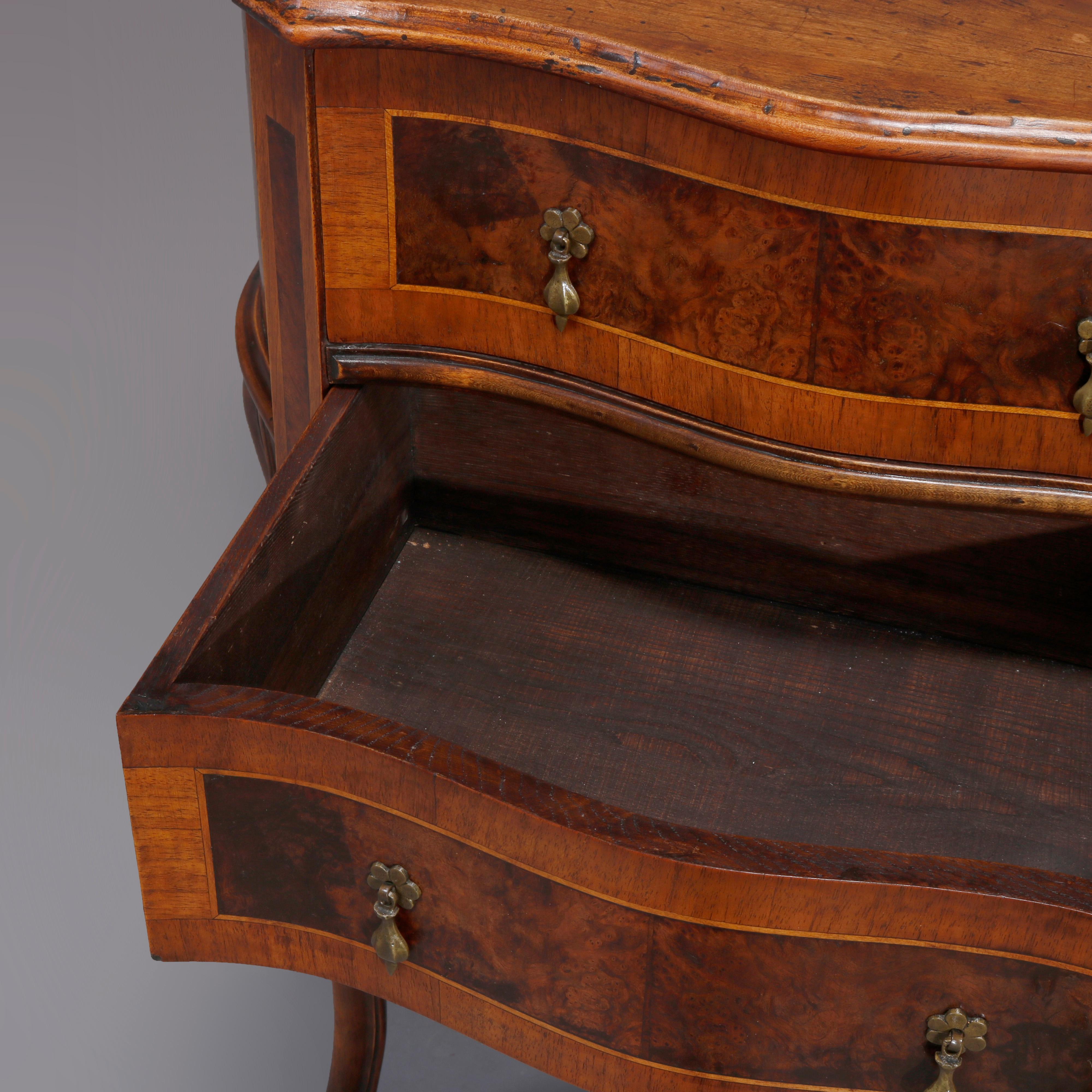 Antique Continental Serpentine Burl Inlaid Walnut Crossbanded Chest, circa 1830 2