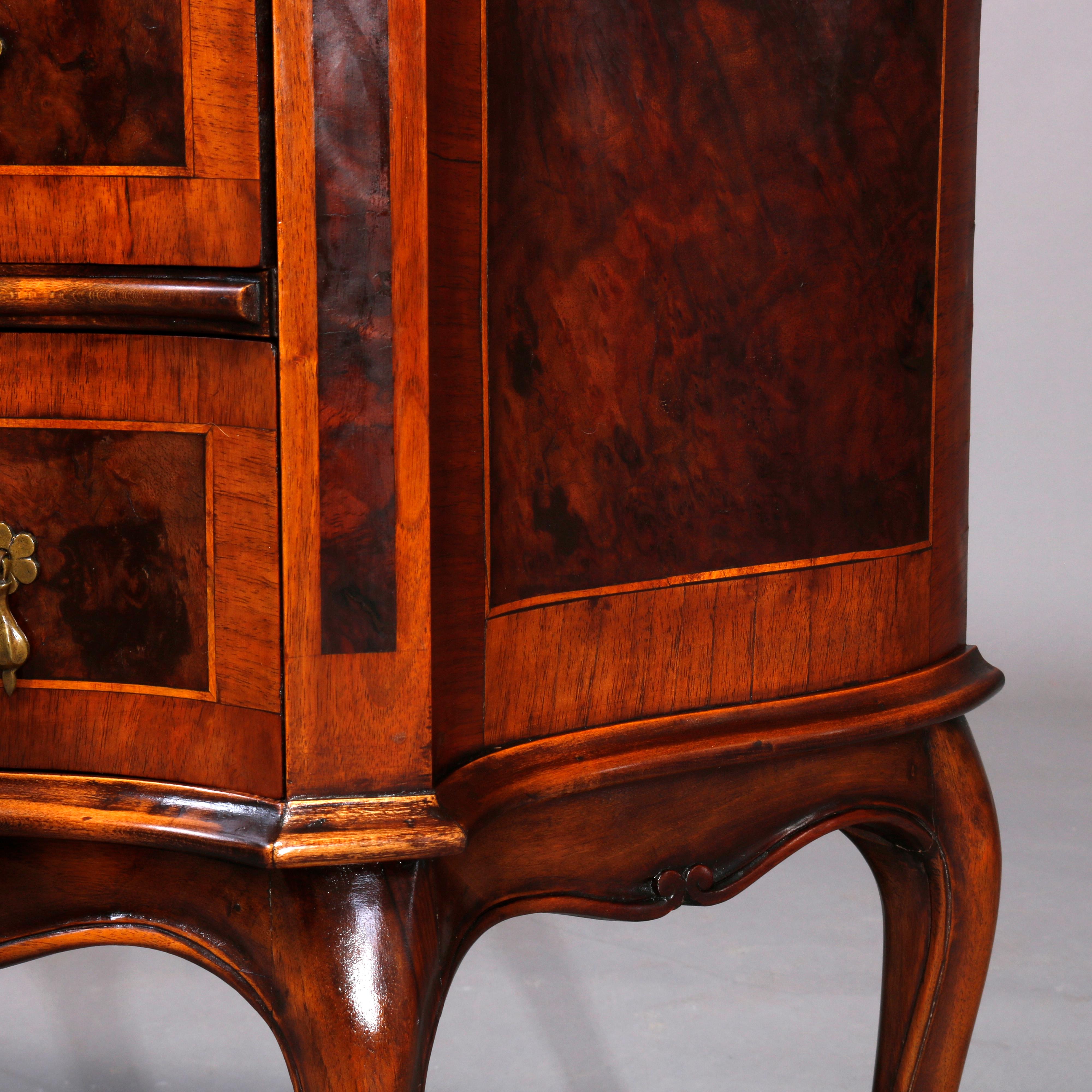 Antique Continental Serpentine Burl Inlaid Walnut Crossbanded Chest, circa 1830 In Good Condition In Big Flats, NY