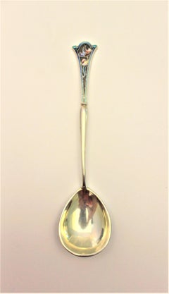 Antique Russian Continental Silver and Enamel Spoon